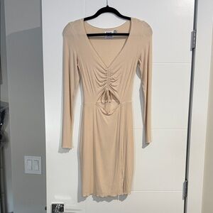 Princess Polly Beige Ruched Mini Dress